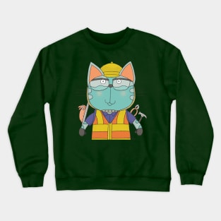 Cat Goof Construction Worker with Uniform Crewneck Sweatshirt